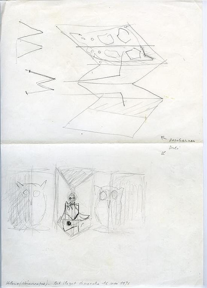 Étude de hiboux stéréoscopiques by Salvador Dali