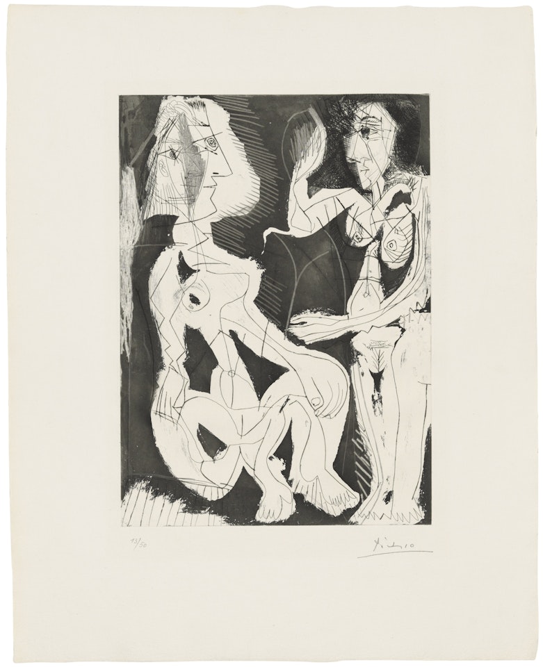 Deux femmes au miroir, plate III from: Sable Mouvant by Pablo Picasso