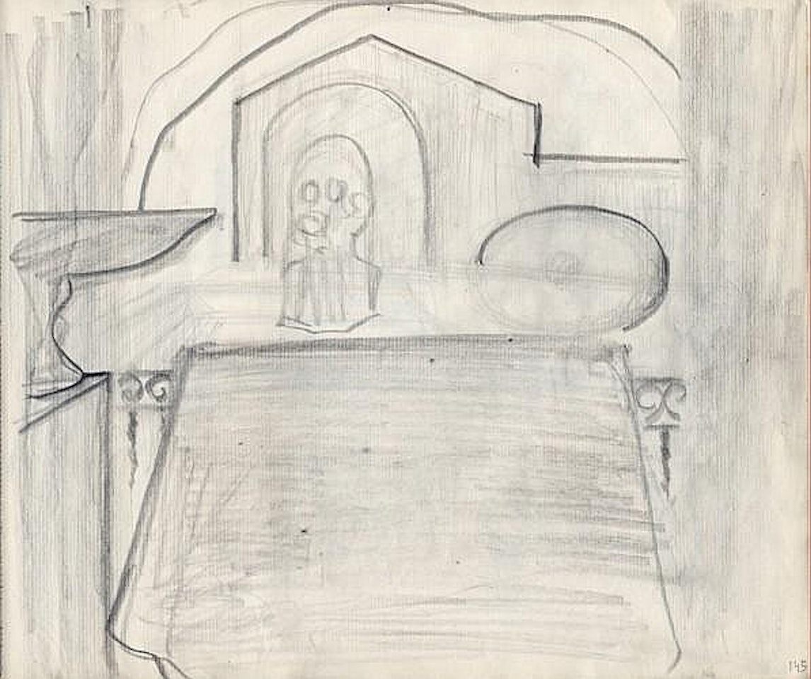 Étude de paysage avec mandoline, paysage avec mandoline et compotier, personnages by Salvador Dali