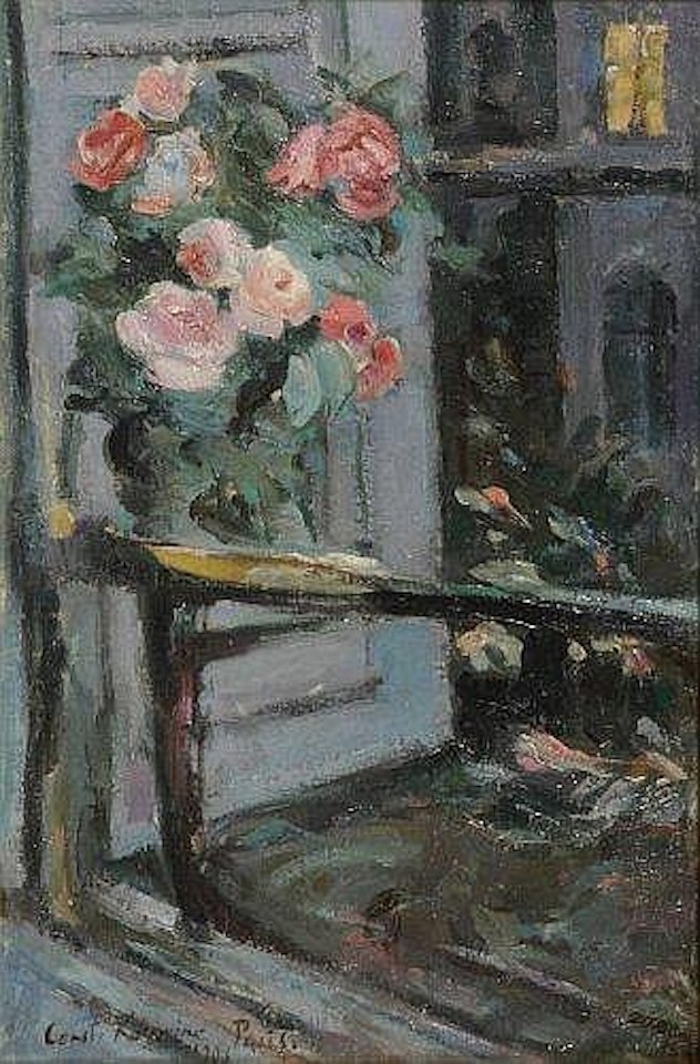 Bouquet de roses dans l'atelier by Konstantin Alekseevich Korovin