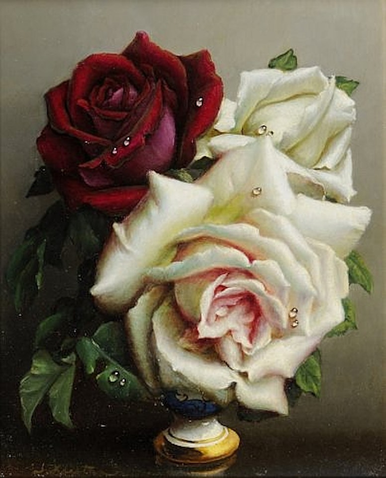 Petit bouquet de roses blanches et rouges by Irene Klestova