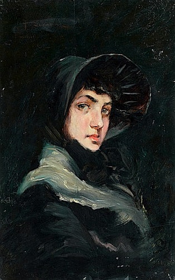 Portrait de femme a l'echarpe blanche by Frédéric Soulacroix