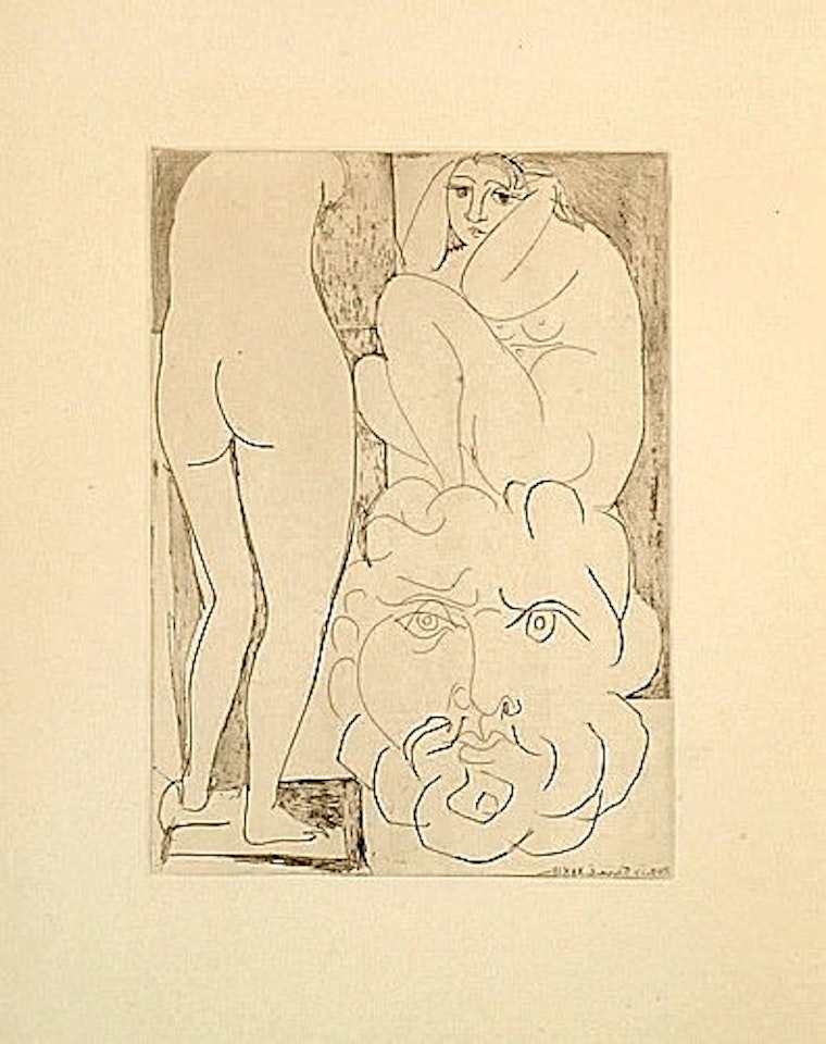 MODELE ACCROUPI, SCULPTURE DE DOS ET TETE BARBUE by Pablo Picasso