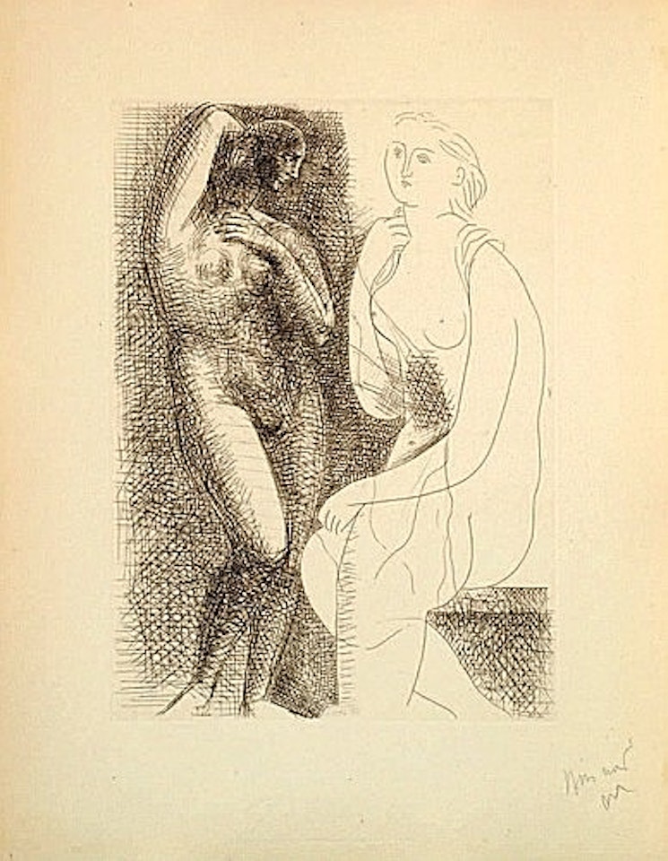 FEMME NUE DEVANT UNE STATUE by Pablo Picasso