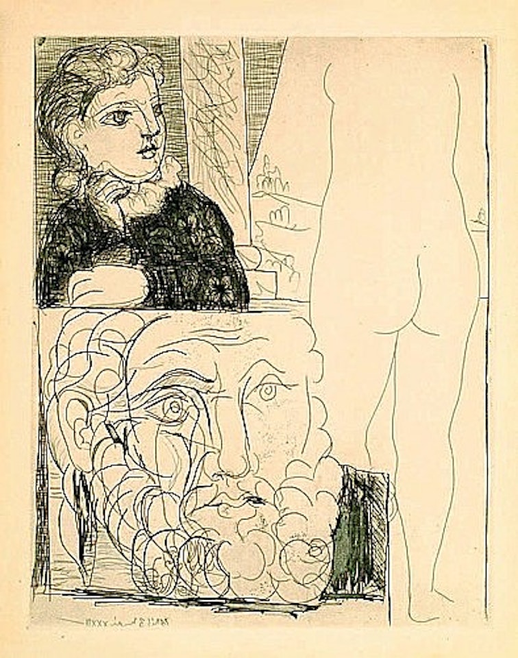 FEMME ACCOUDEE, SCULPTURE DE DOS ET TETE BARBUE by Pablo Picasso