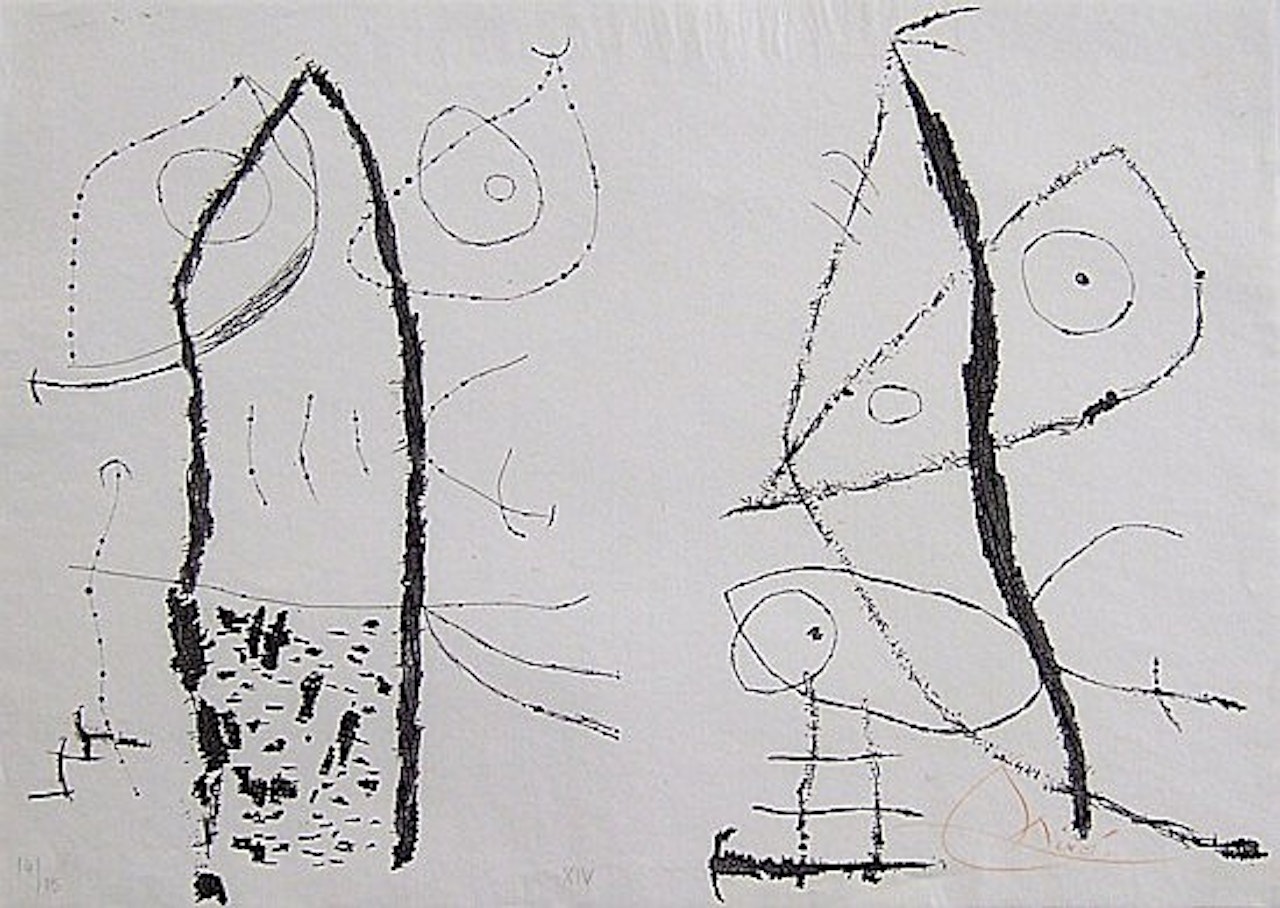 LE COURTISAN GROTESQUE - planche 14 en noir, by Joan Miró