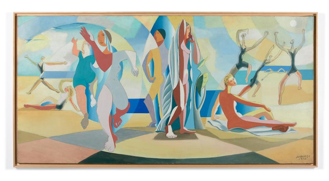 Le bain (esquisse pour une piscine) by Leopold Survage