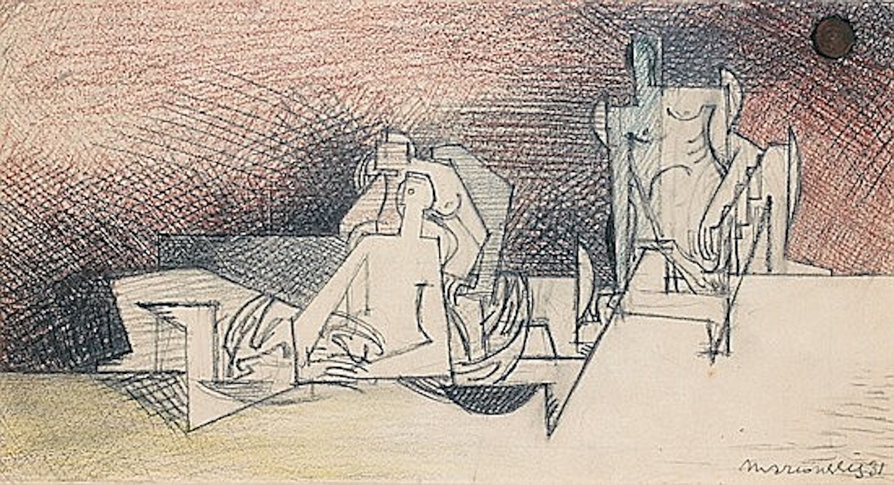 GROUPE DE PERSONNAGES (ETUDE POUR UNE ILLUSTRATION?) by Louis Marcoussis