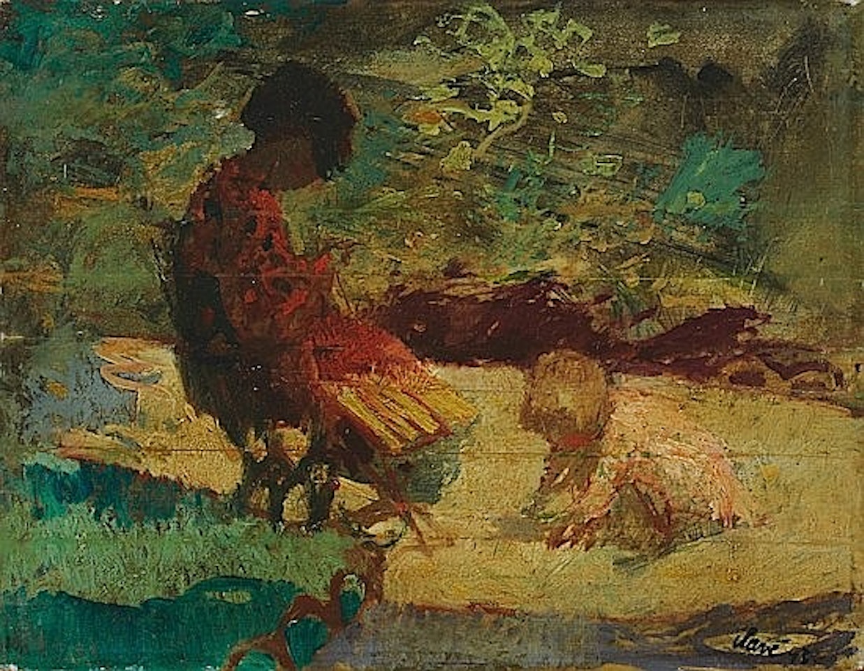 MERE ET ENFANT DANS UN JARDIN by Antoni Clavé