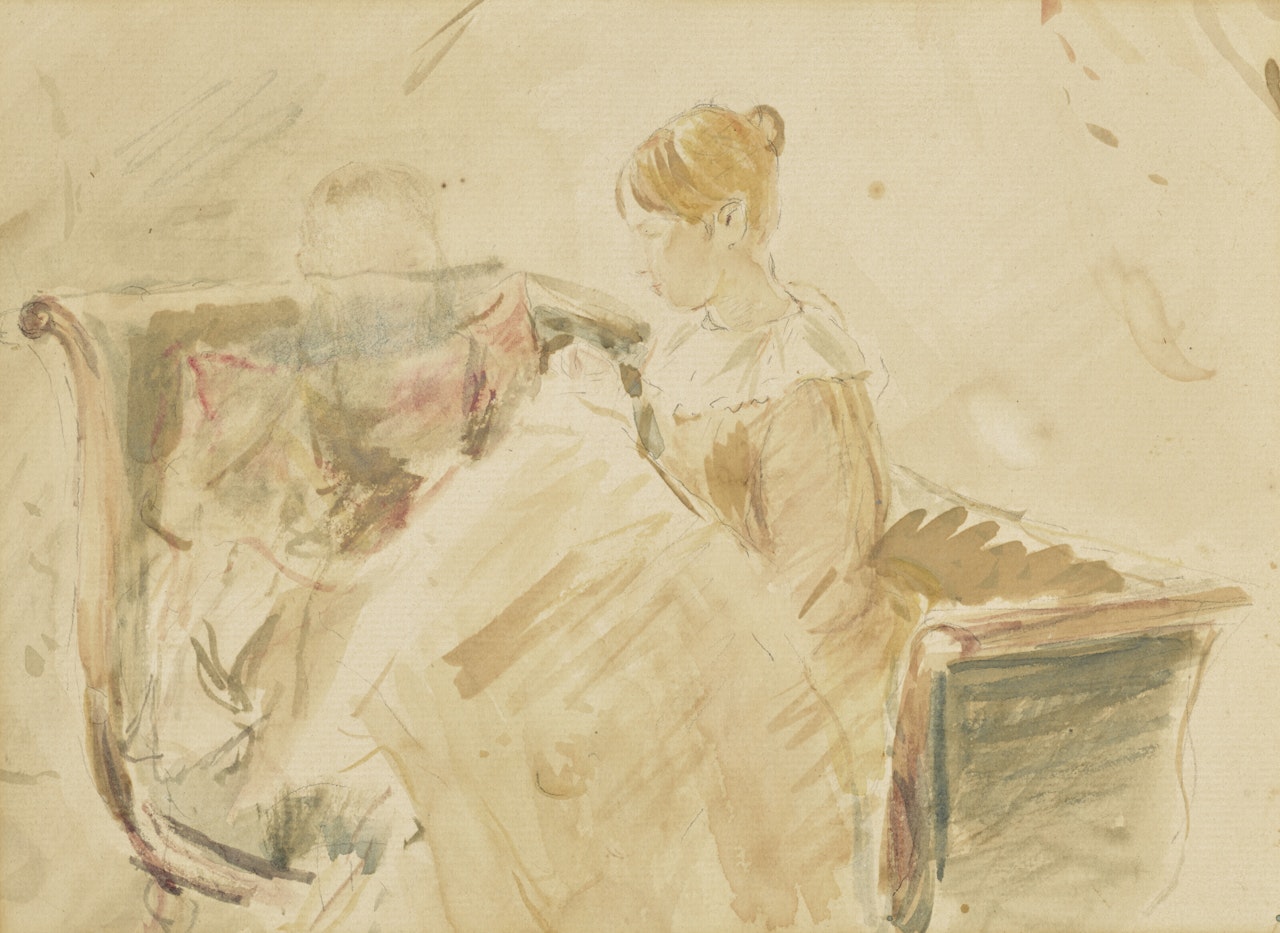 La Broderie by Berthe Morisot