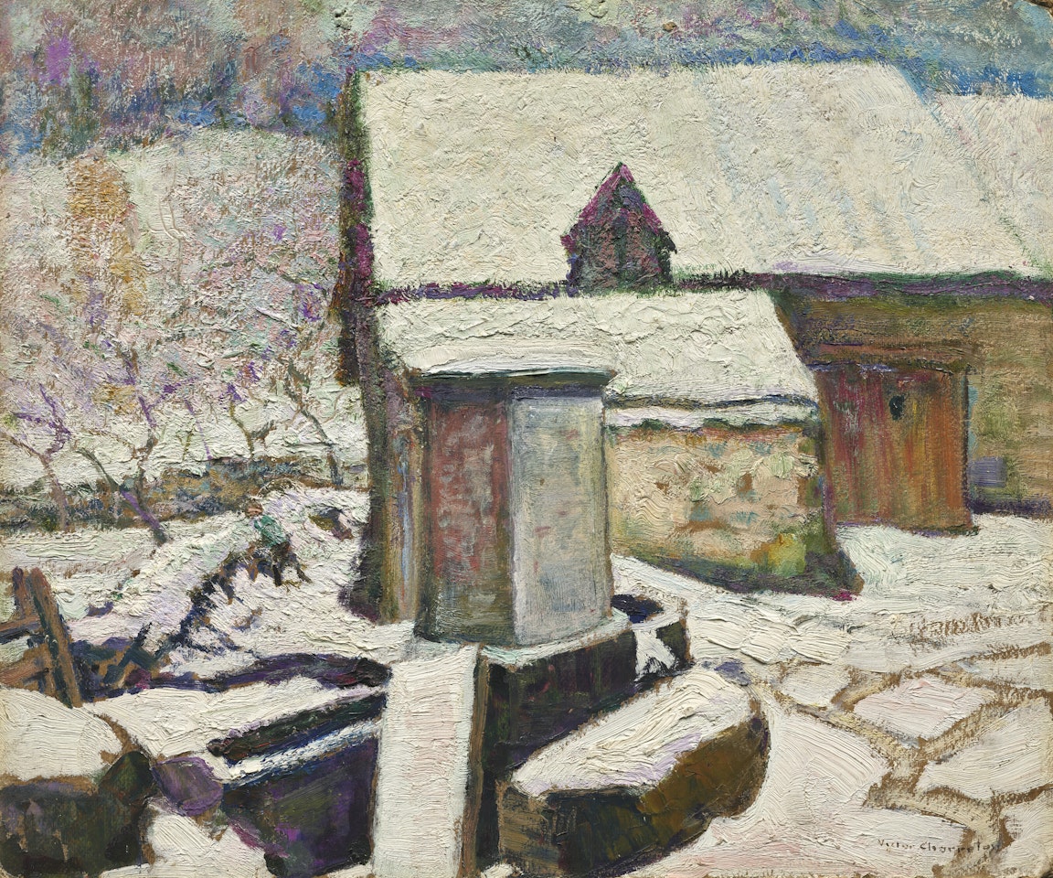 Abreuvoir en hiver by Victor Charreton