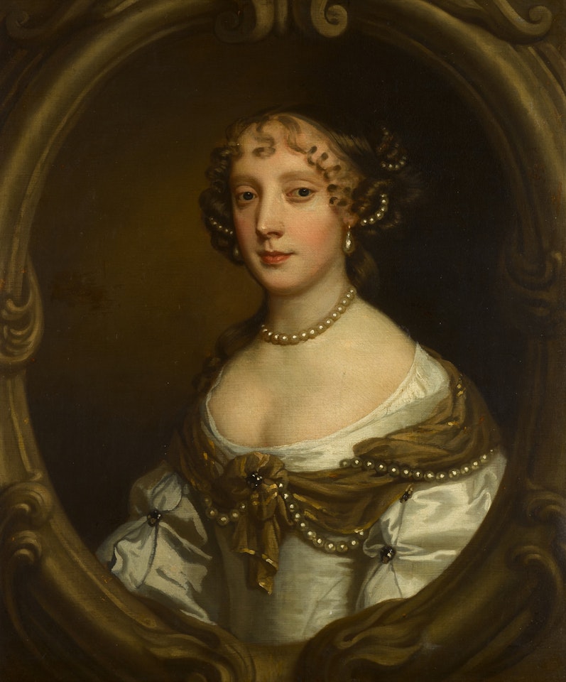 Portrait of Grace, Lady Castleton (1608-58), half-length, in a painted stone cartouche by Sir Peter Lely