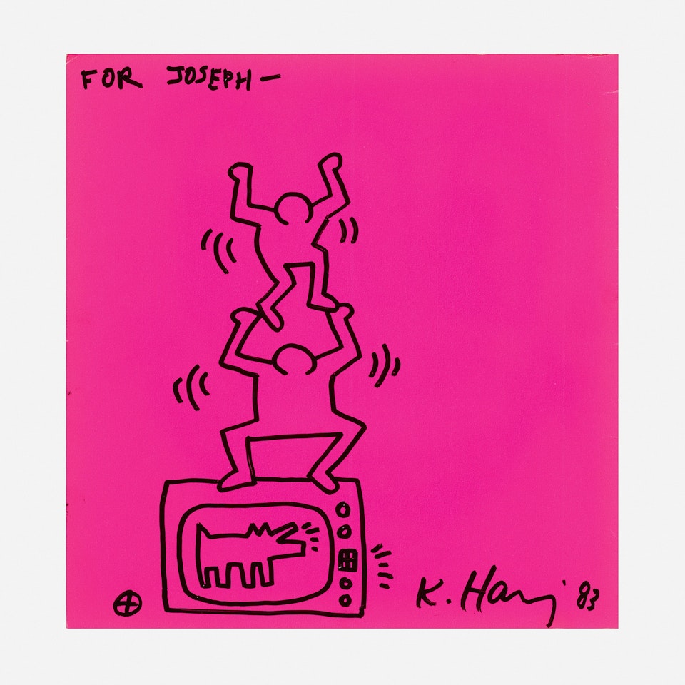 Tony Shafrazi exhibition catalogue with original drawing by Keith Haring