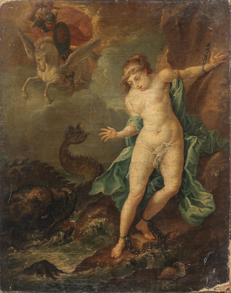 Perseus and Andromeda unframed by German School