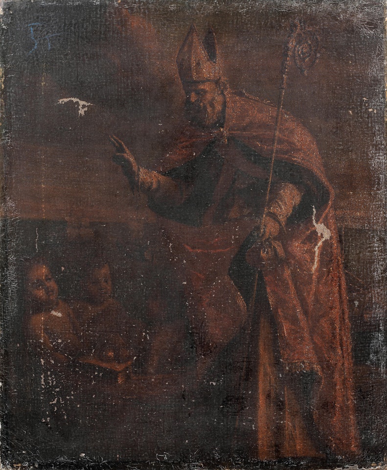 Saint Nicholas of Bari blessing children unframed by Italian School