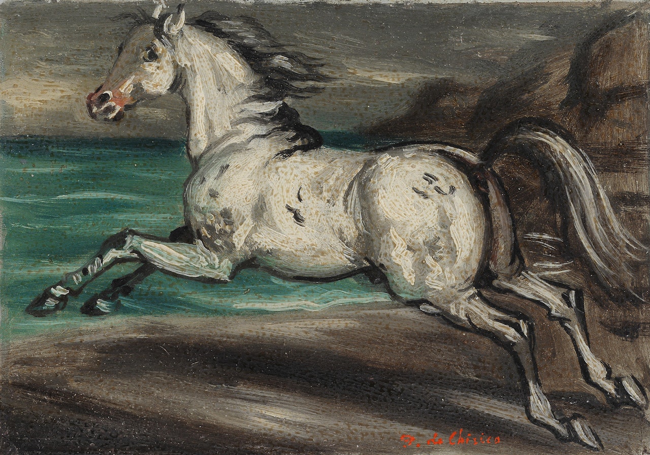 Cavallo fuggente in riva al mare by Giorgio de Chirico