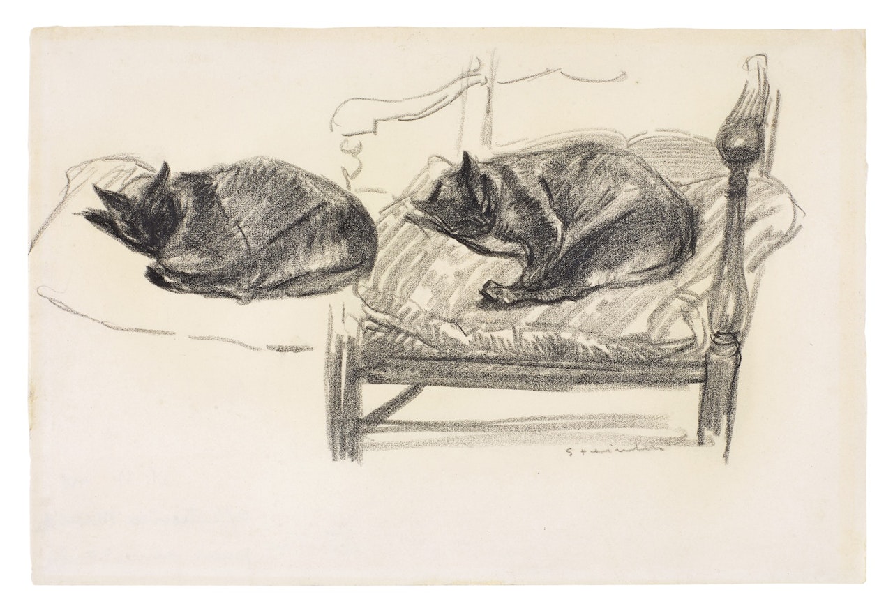 Deux chats sur coussins by Théophile Alexandre Steinlen