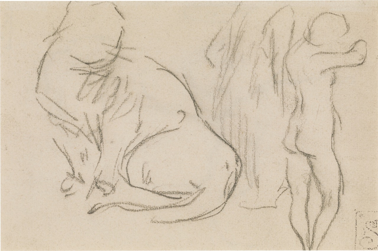 Étude de chat et nu - recto Étude de chat - verso by Théophile Alexandre Steinlen