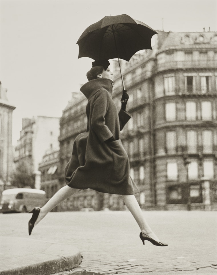 Carmen, Homage To Munkasci, Coat By Cardin, Place François Premier, Paris, 1957 by Richard Avedon
