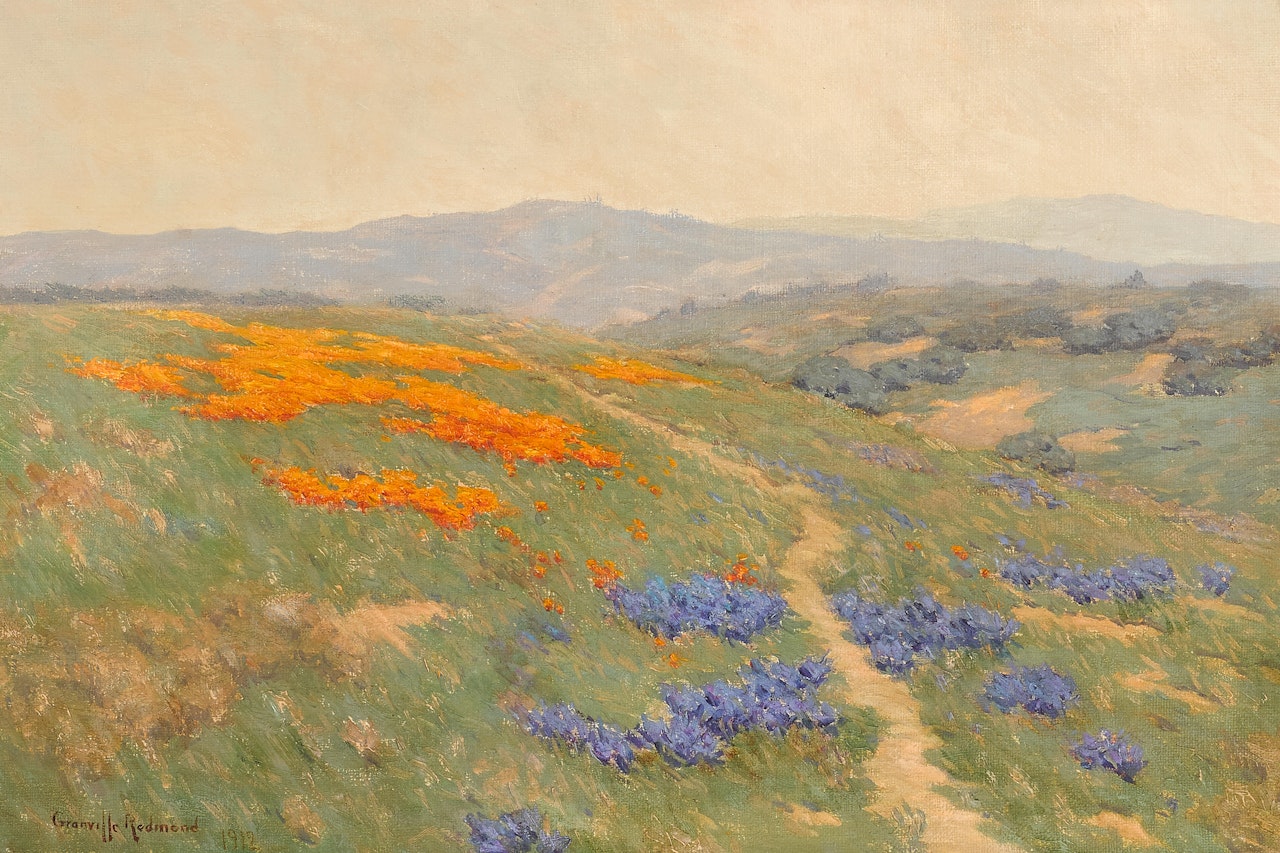 Lupines and Poppies by Granville Redmond