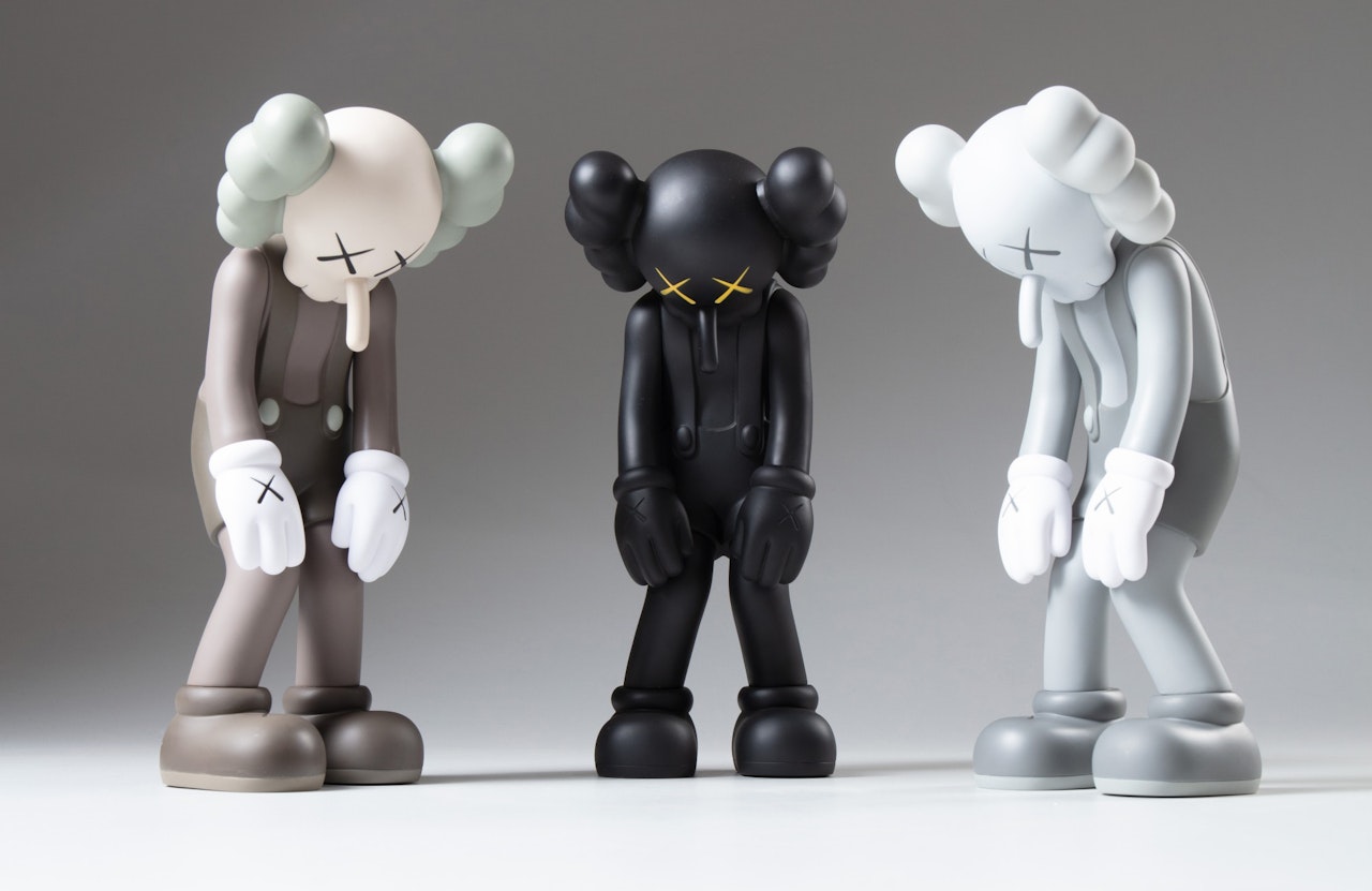 Small lie (brown) (i), Small lie (black) (ii), Small lie (grey) (iii) by Kaws