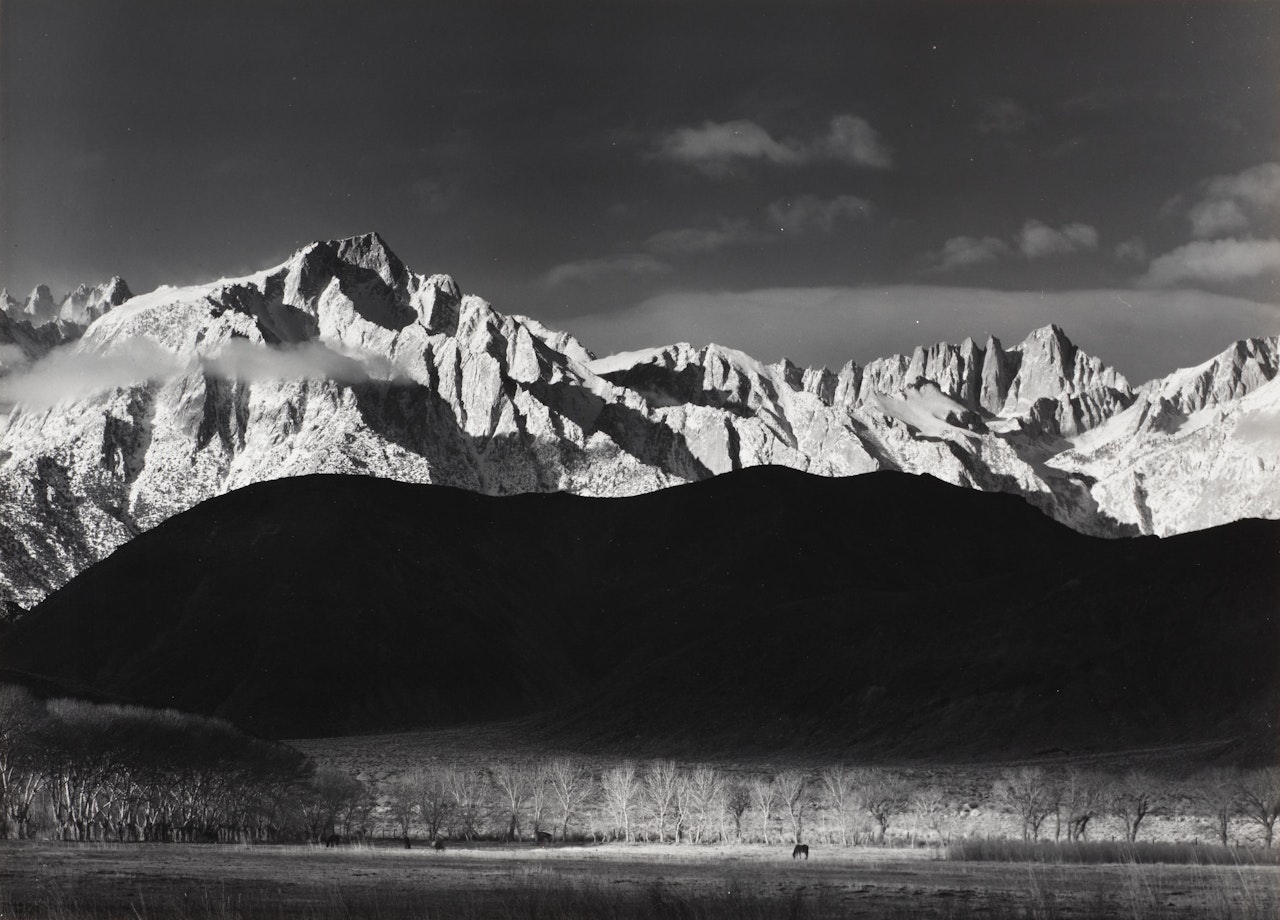 Winter Sunrise, Sierra Nevada from Lone Pine, California by Ansel Adams
