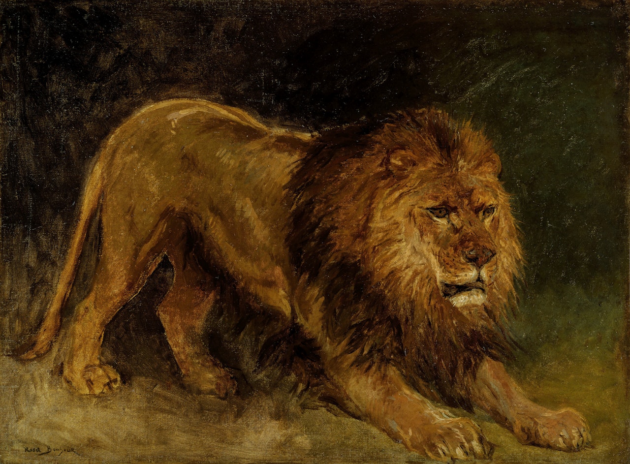 Lion guettant une proie by Rosa Bonheur