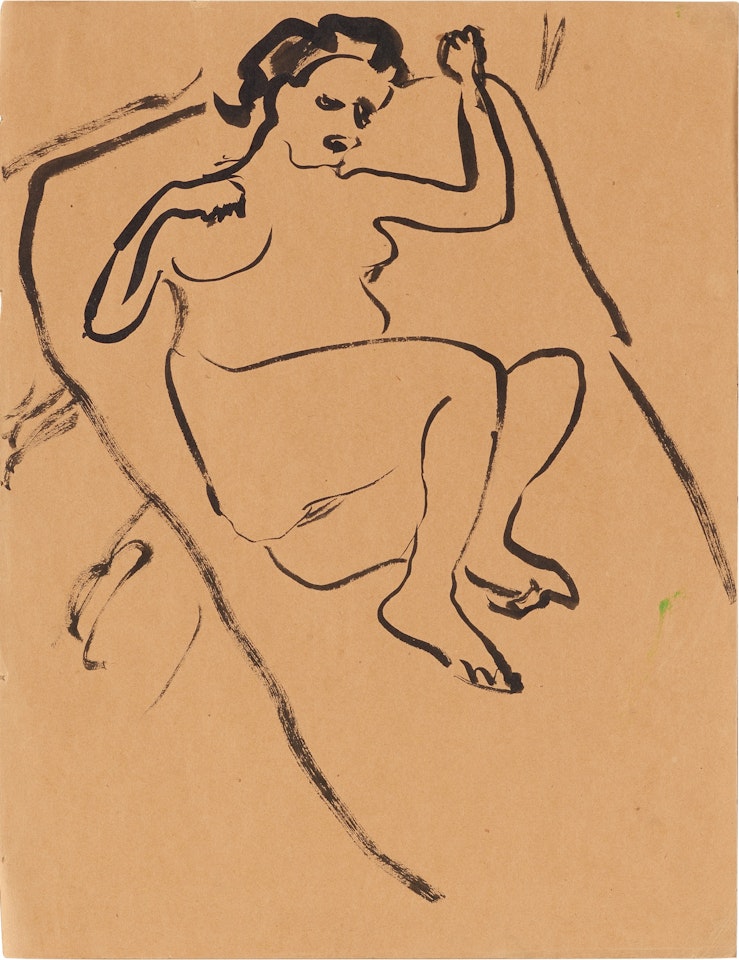 Liegender weiblicher Akt auf Sofa (Nude Lying on a Sofa) by Ernst Ludwig Kirchner