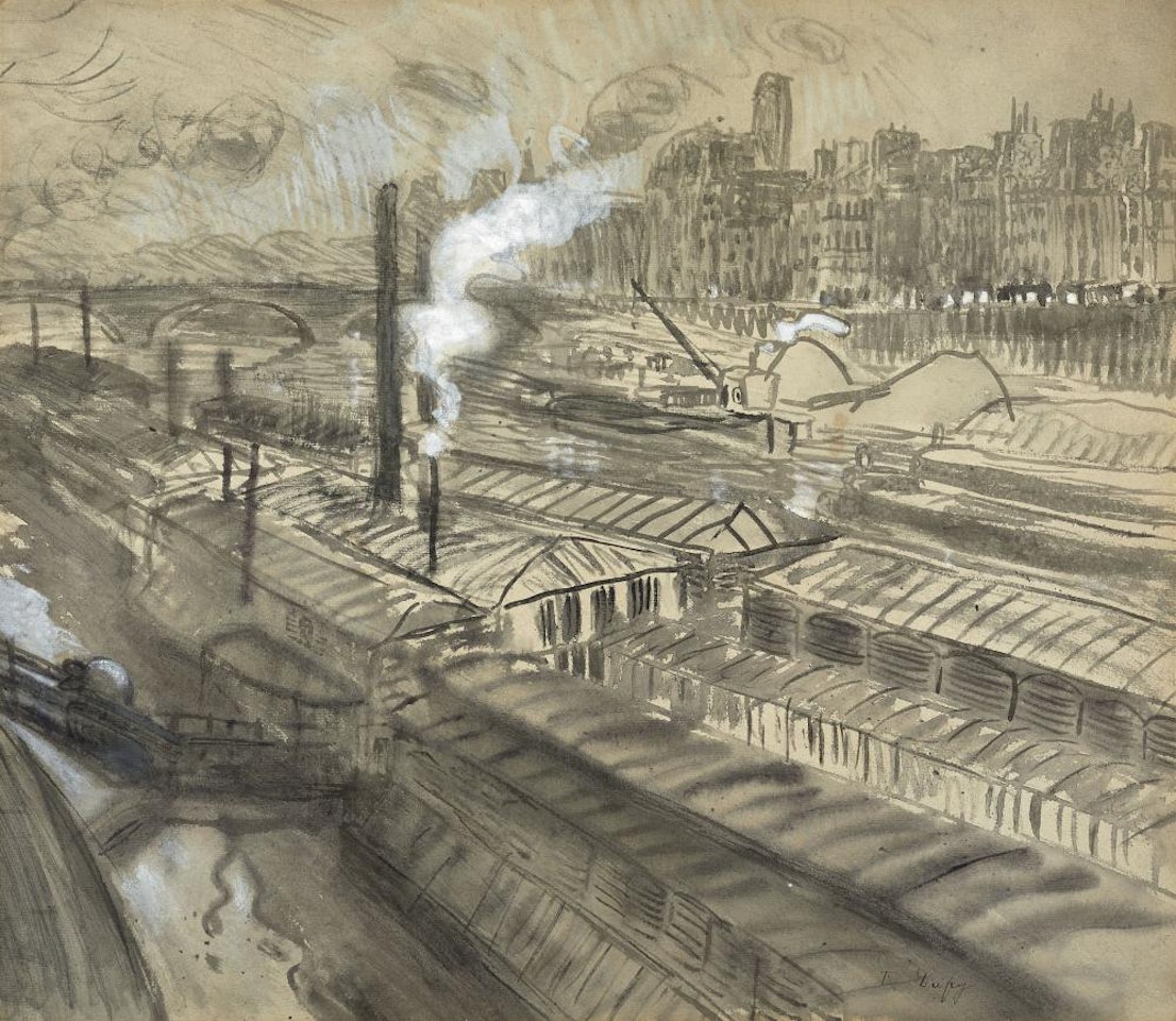 Les péniches sur la Seine près du Pont-Marie by Raoul Dufy