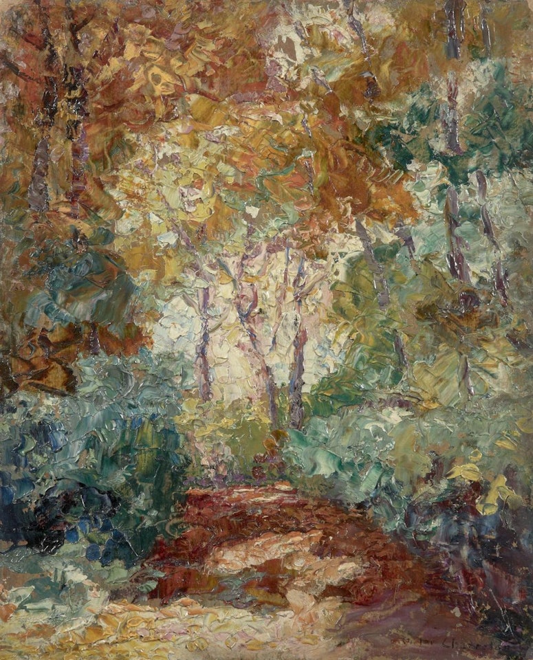 Paysage de sous-bois en automne by Victor Charreton