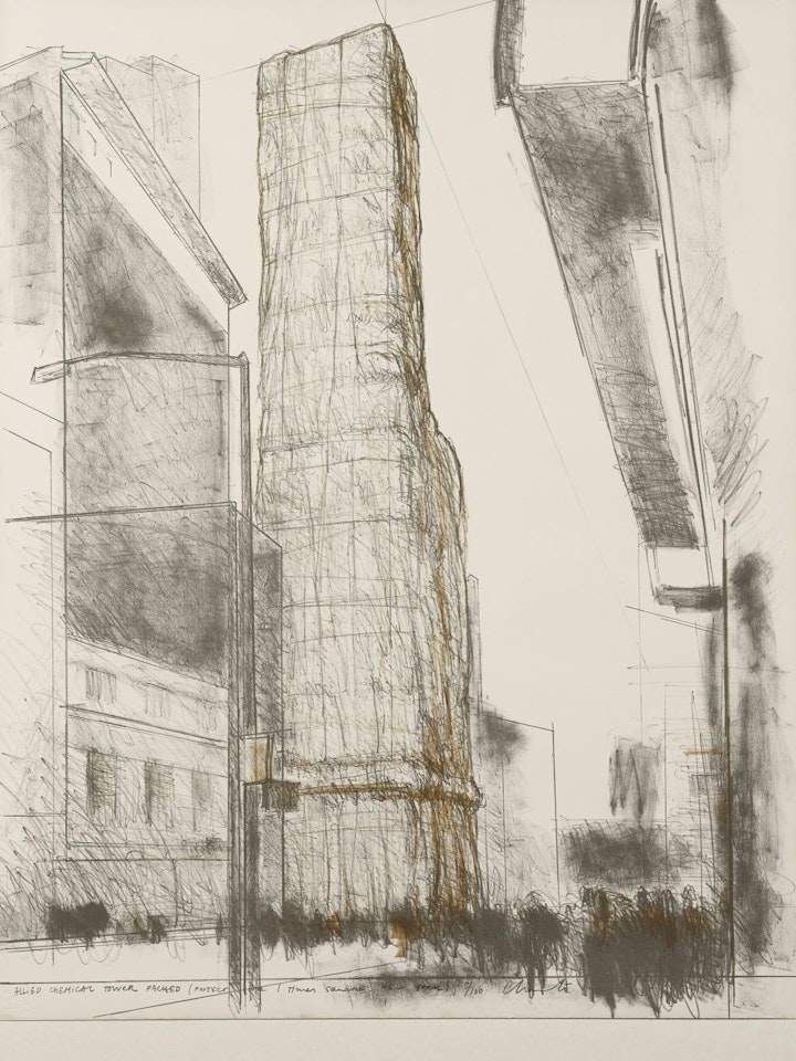 Allied Chemical Tower Packed (Project for "1" Times Square, New York) by Christo