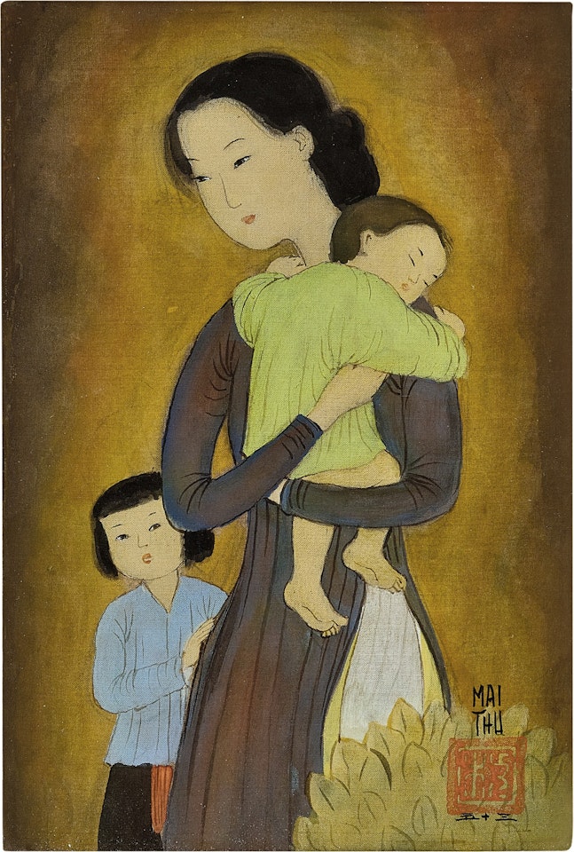 Mère et deux enfants  by Mai Trung Thu