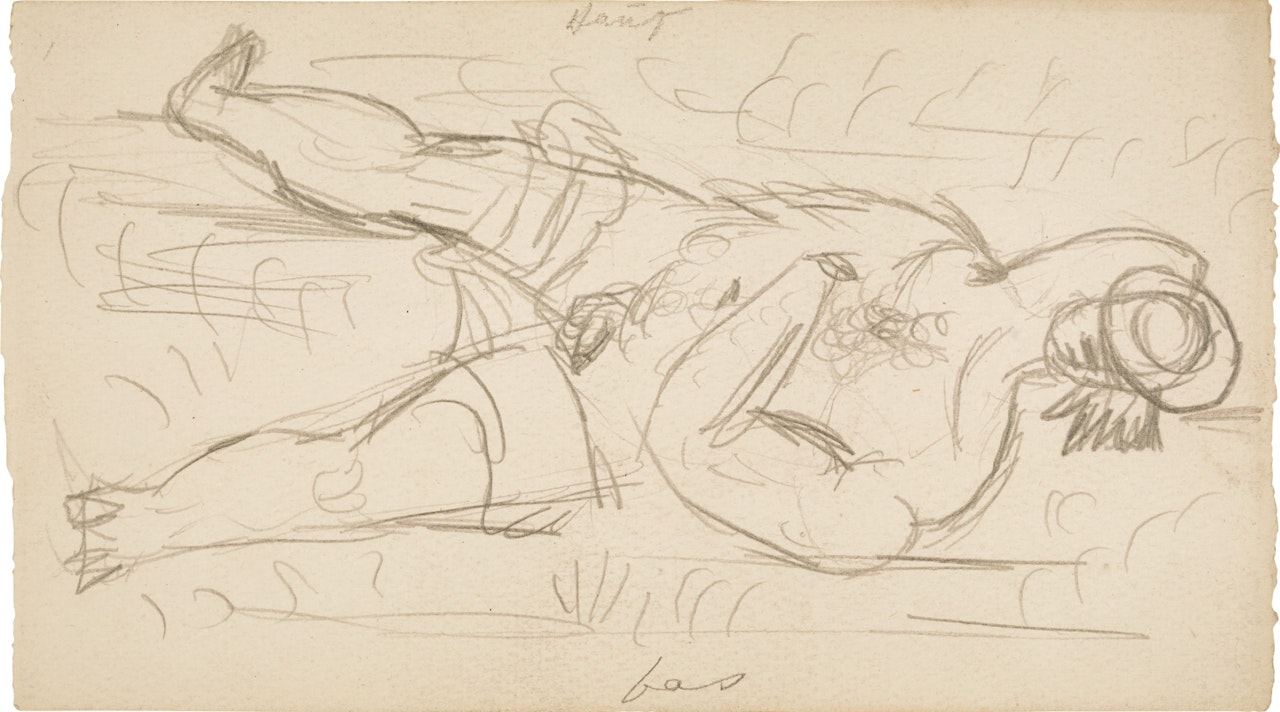 Nu couché, un chapeau sur la figure by Pablo Picasso