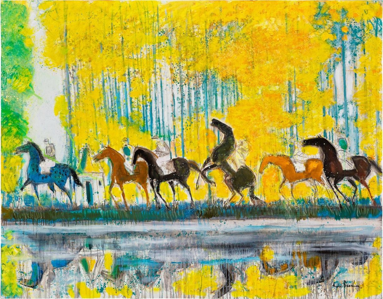 Grande chevauchée du lac en automne  by André Brasilier