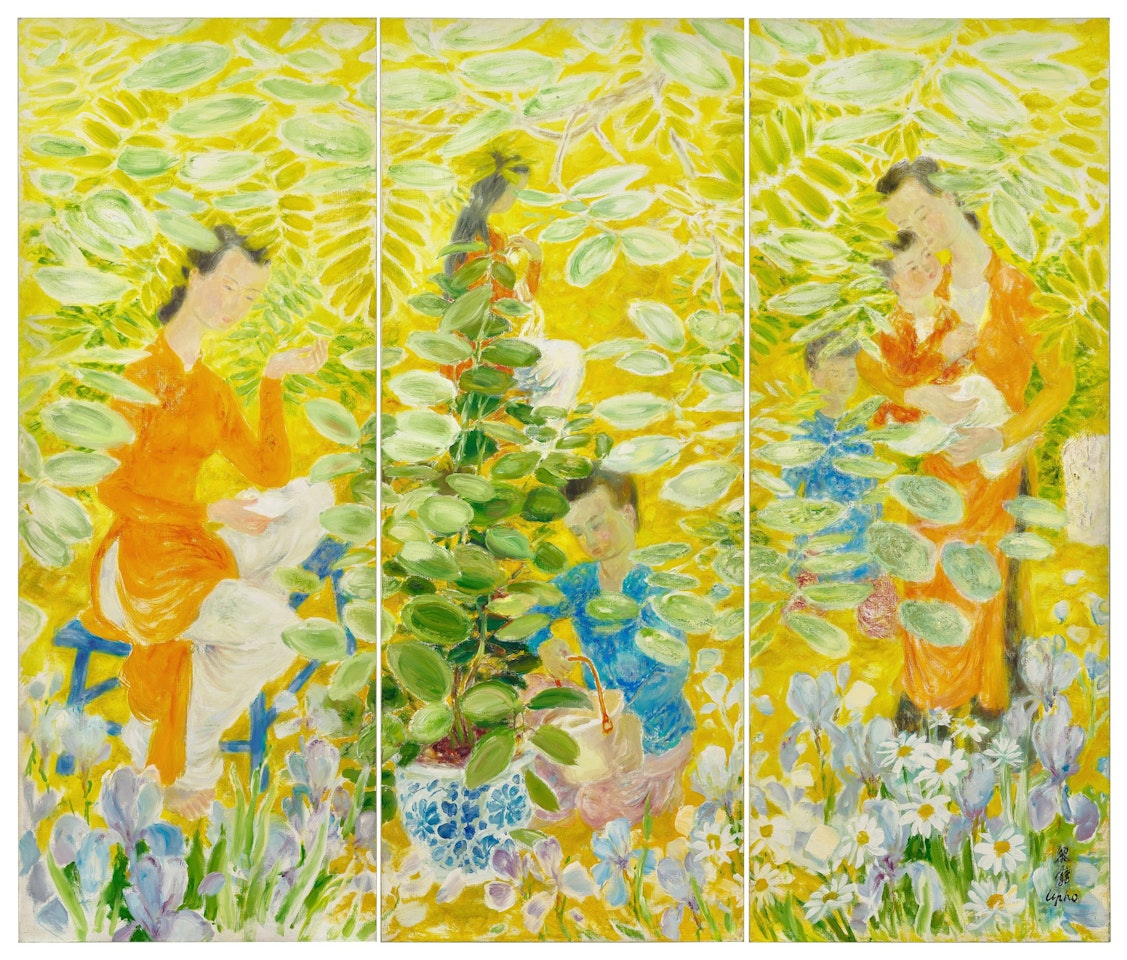 Figures in a garden  by Le Pho