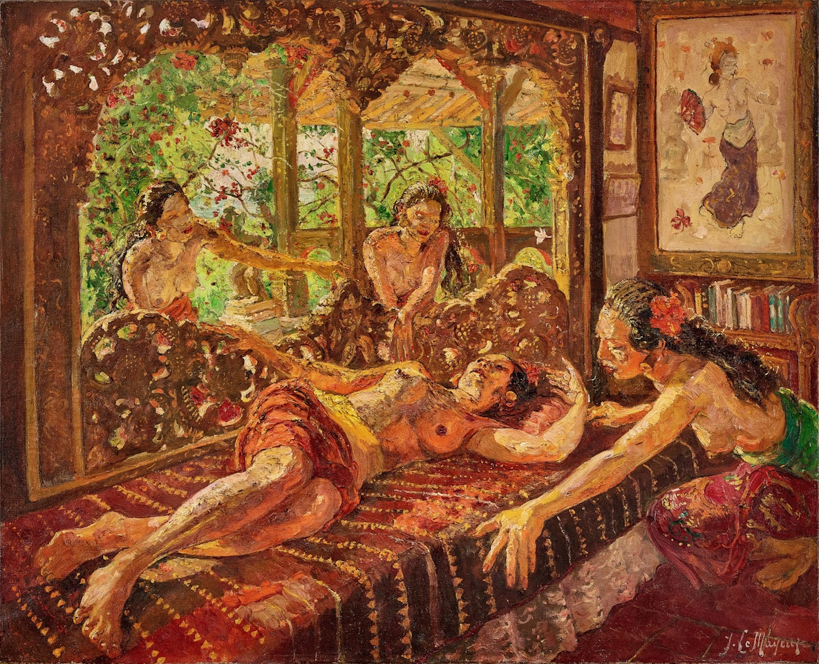 Four Balinese Women in the Interior of the Le Mayeur house, Sanur, Bali  by Adrien Jean le Mayeur