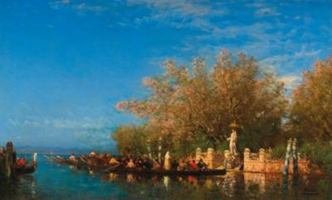 Venice, a Gondola Ride to the Madonna at the Entrance of the Jardins Français by Félix Ziem