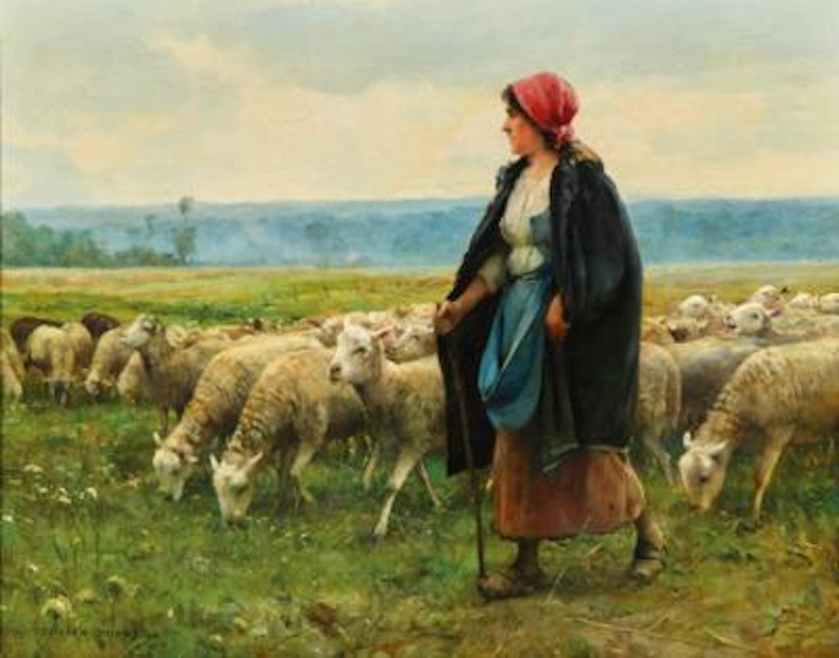 Une Bergère (A Shepherdess with Her Cattle) by Julien Dupré