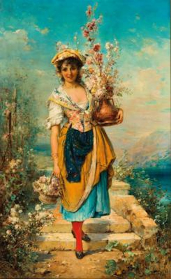 A Beautiful Flower Girl by Hans Zatzka
