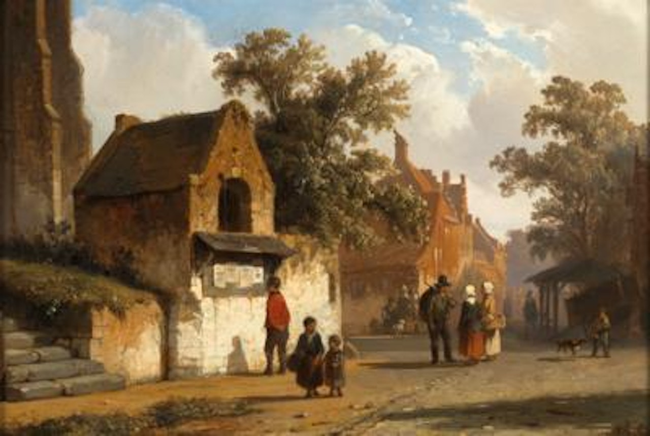 A Village Road by Cornelis Springer