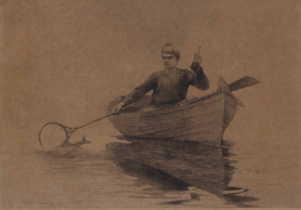Fly Fishing, Saranac Lake (Goodrich 105) by Winslow Homer