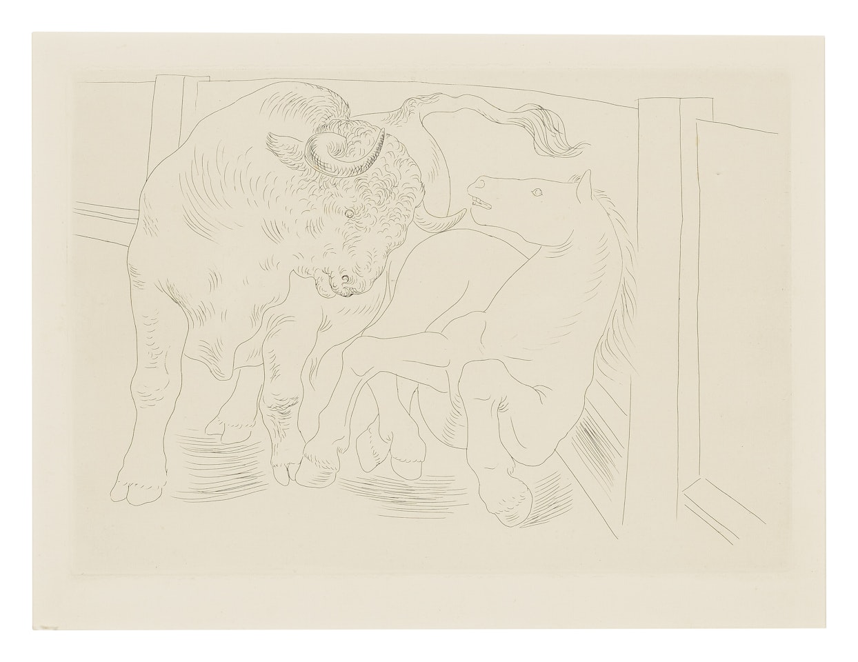 Taureau et cheval, Plate III from Le Chef d'Oeuvre inconnu by Pablo Picasso