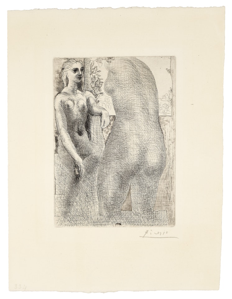 Modèle et grande sculpture de dos, from La Suite Vollard by Pablo Picasso