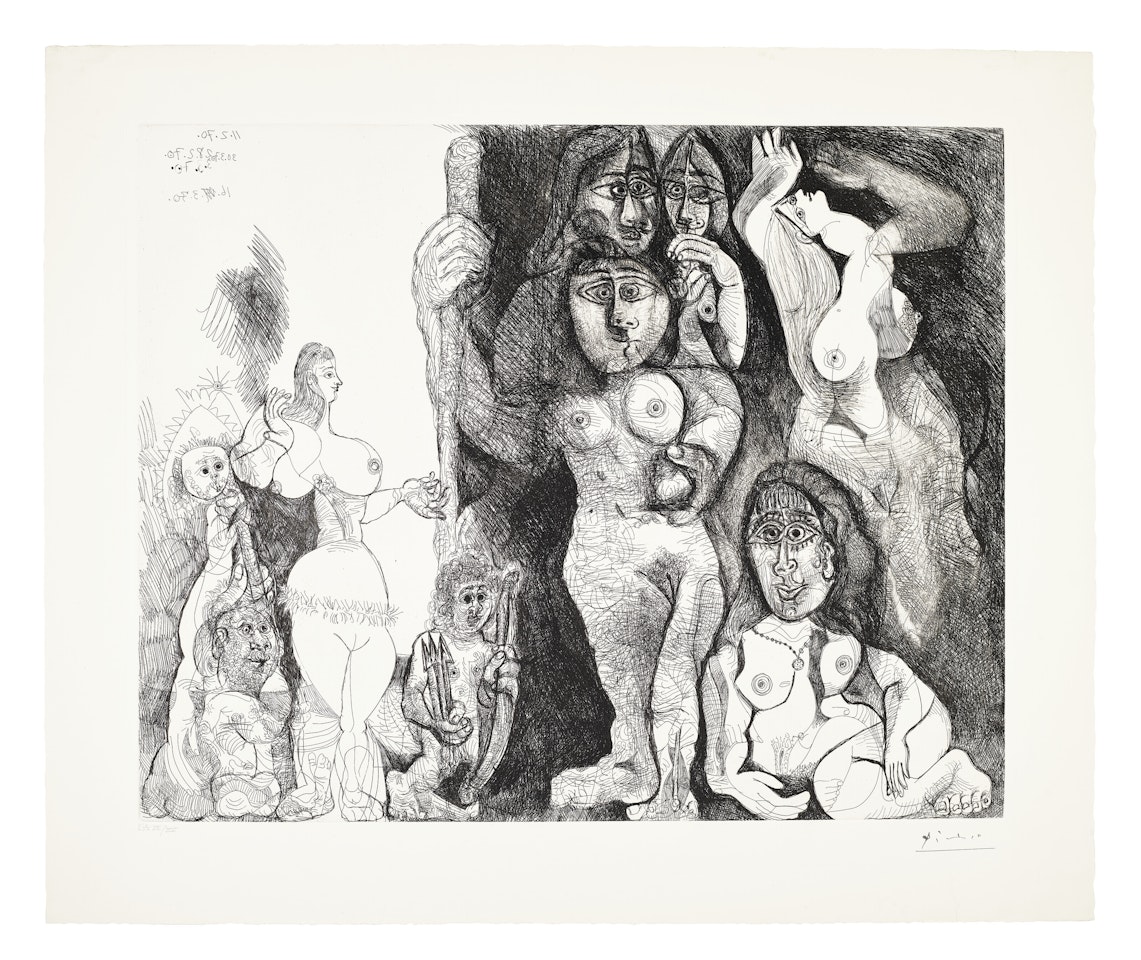 Spectacle, l'amour s'aventurant chez les femmes, from La Série 156 by Pablo Picasso