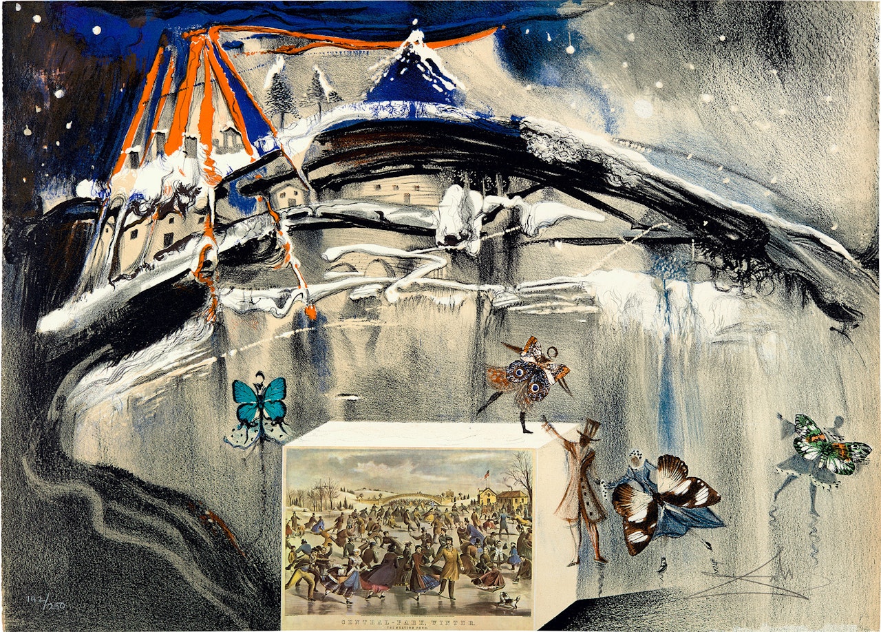 New York Central Park Winter, from Currier & Ives series (M. & L. 1349) by Salvador Dali