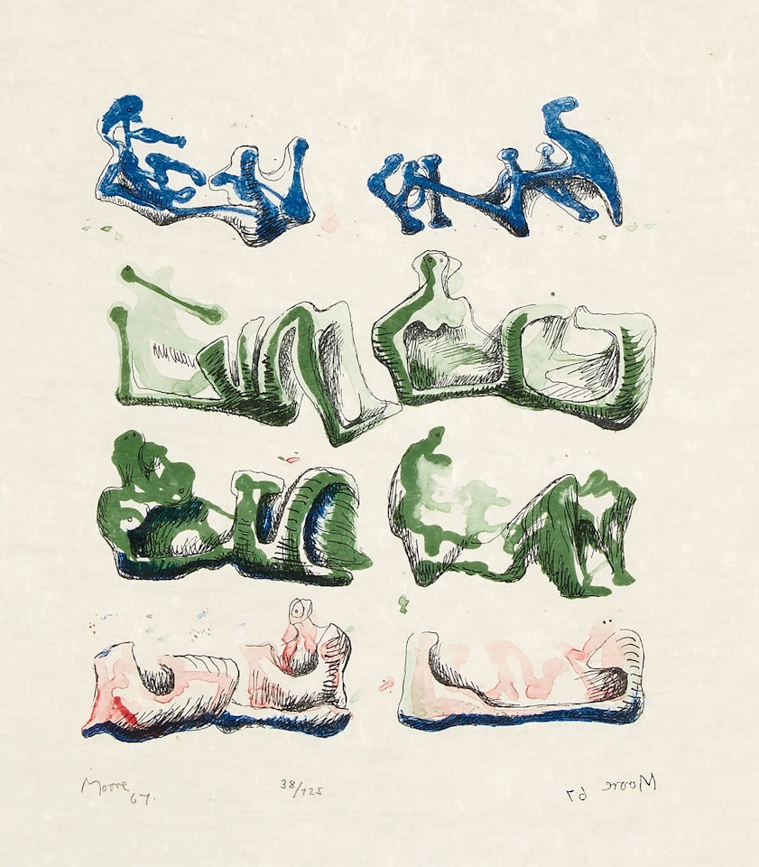 Eight Reclining Figures (C. 97) by Henry Moore