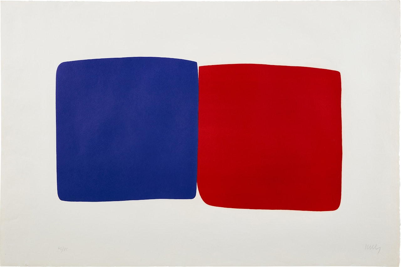 Dark Blue and Red (Bleu Foncé et Rouge), from Suite of Twenty-Seven Color Lithographs (A. 18) by Ellsworth Kelly