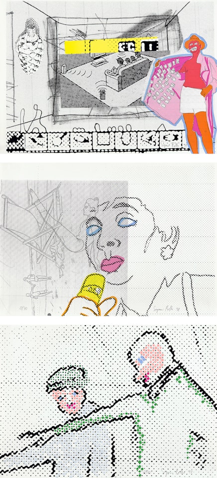 Filmvorführung (Film Screening); Freistilübung (Freestyle Practice); and Orstbestimmung (Localization) (B. & O. 127-129) by Sigmar Polke