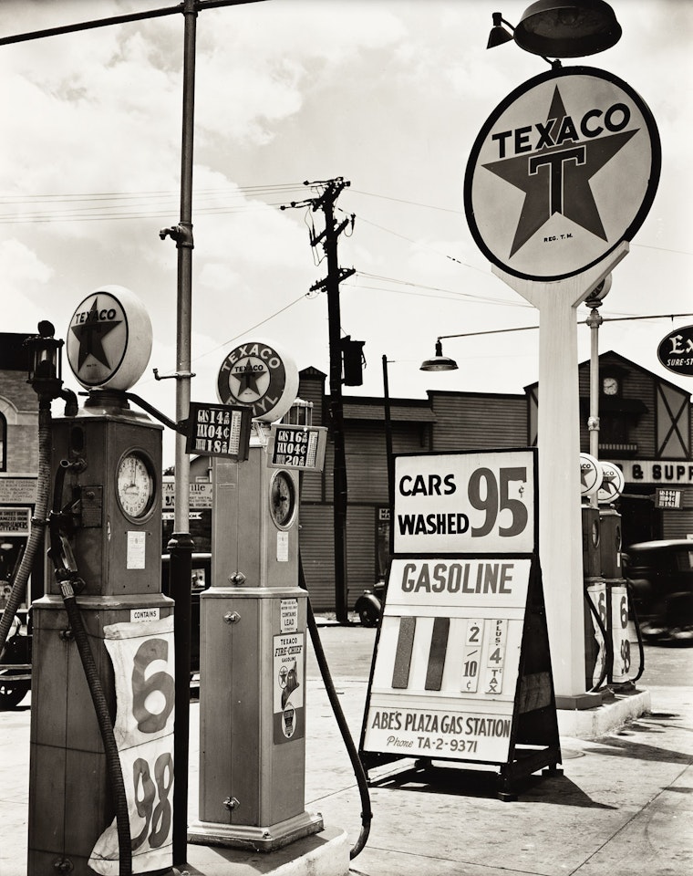 Gasoline Station, Tremont Avenue and Dock Street, Bronx by Berenice Abbott