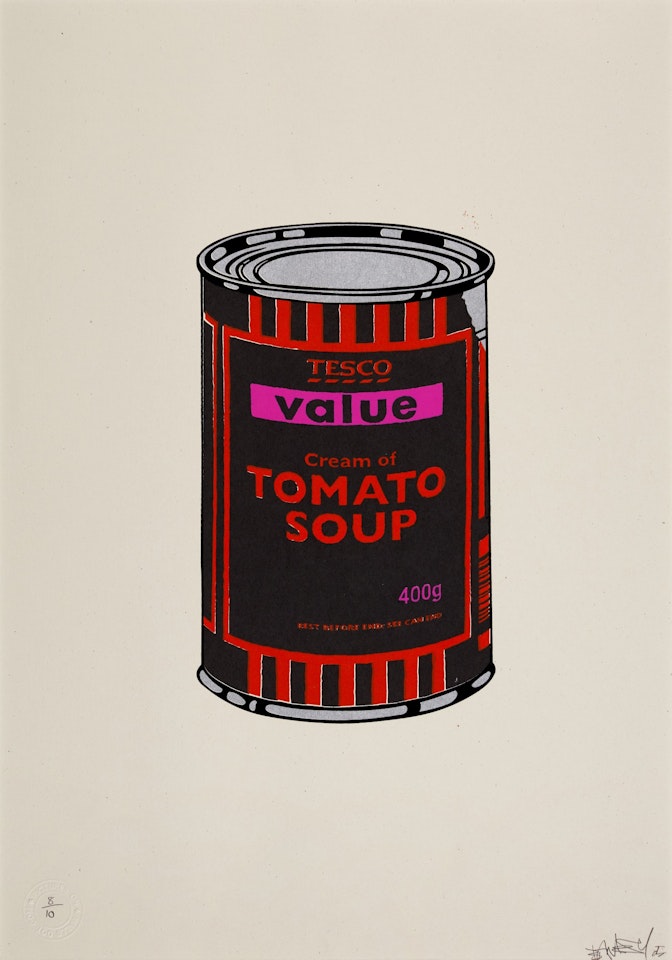 Soup Can: Black Orange Pink by Banksy